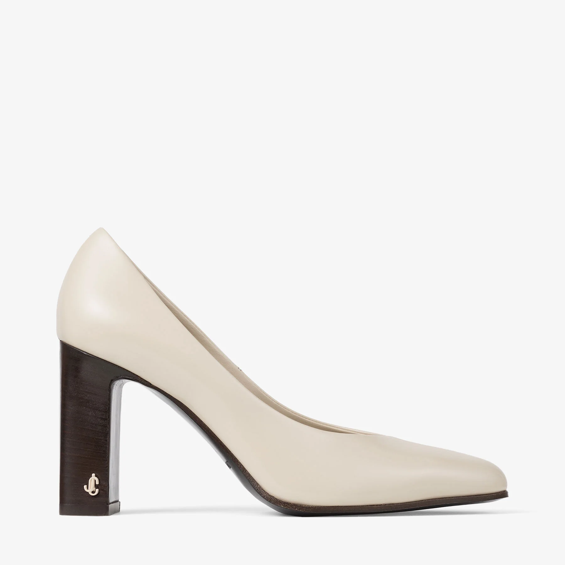 Eyla 85 Bone Polished Calf Leather Pumps - 1