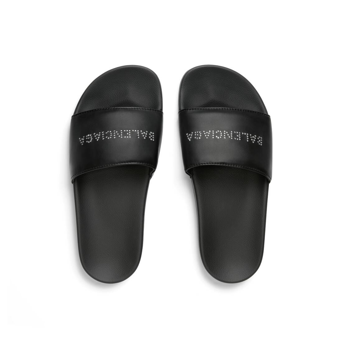 Women's Pool Slide Sandal With Rhinestones in Black - 6