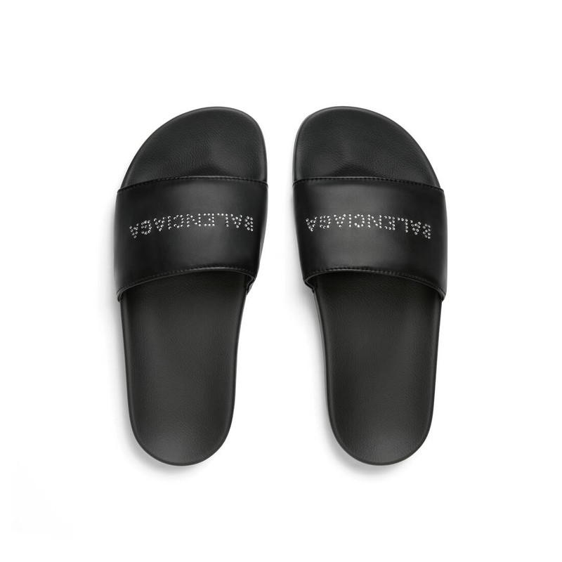 Women's Pool Slide Sandal With Rhinestones in Black 6