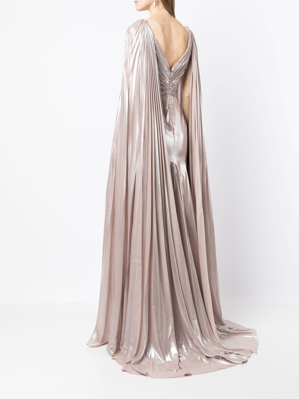 Celia cape-sleeved gown - 4