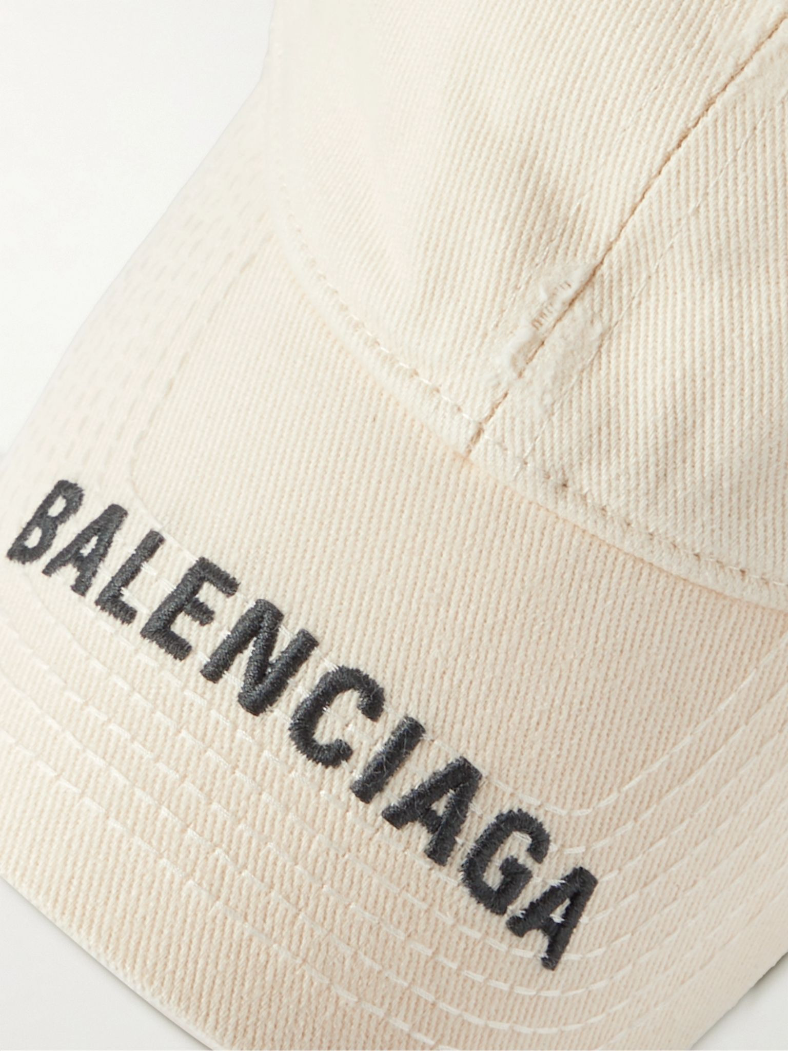 Logo-Embroidered Distressed Cotton-Twill Baseball Cap White - 4
