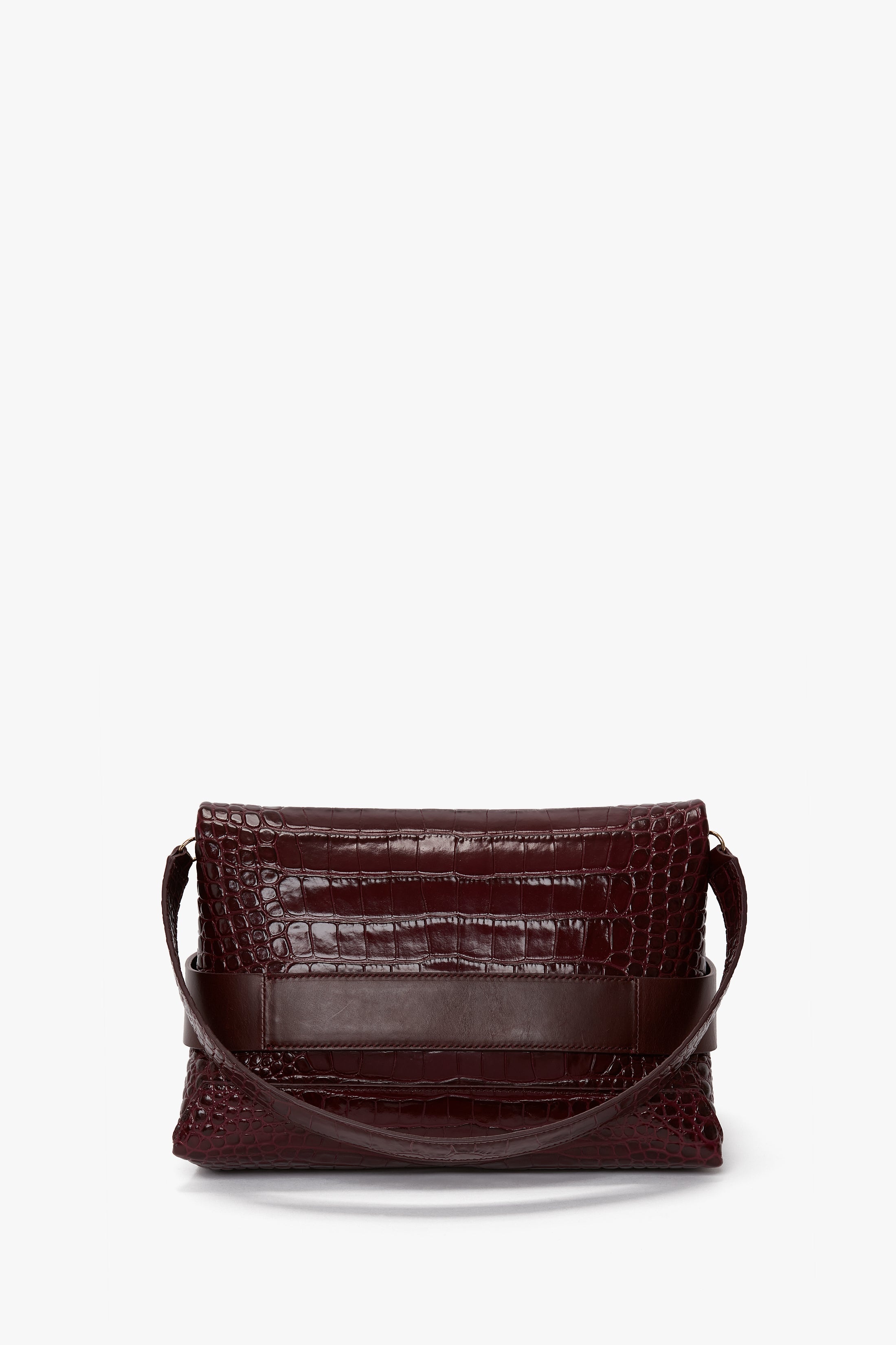Exclusive B Pouch Bag In Croc Embossed Burgundy Leather - 4