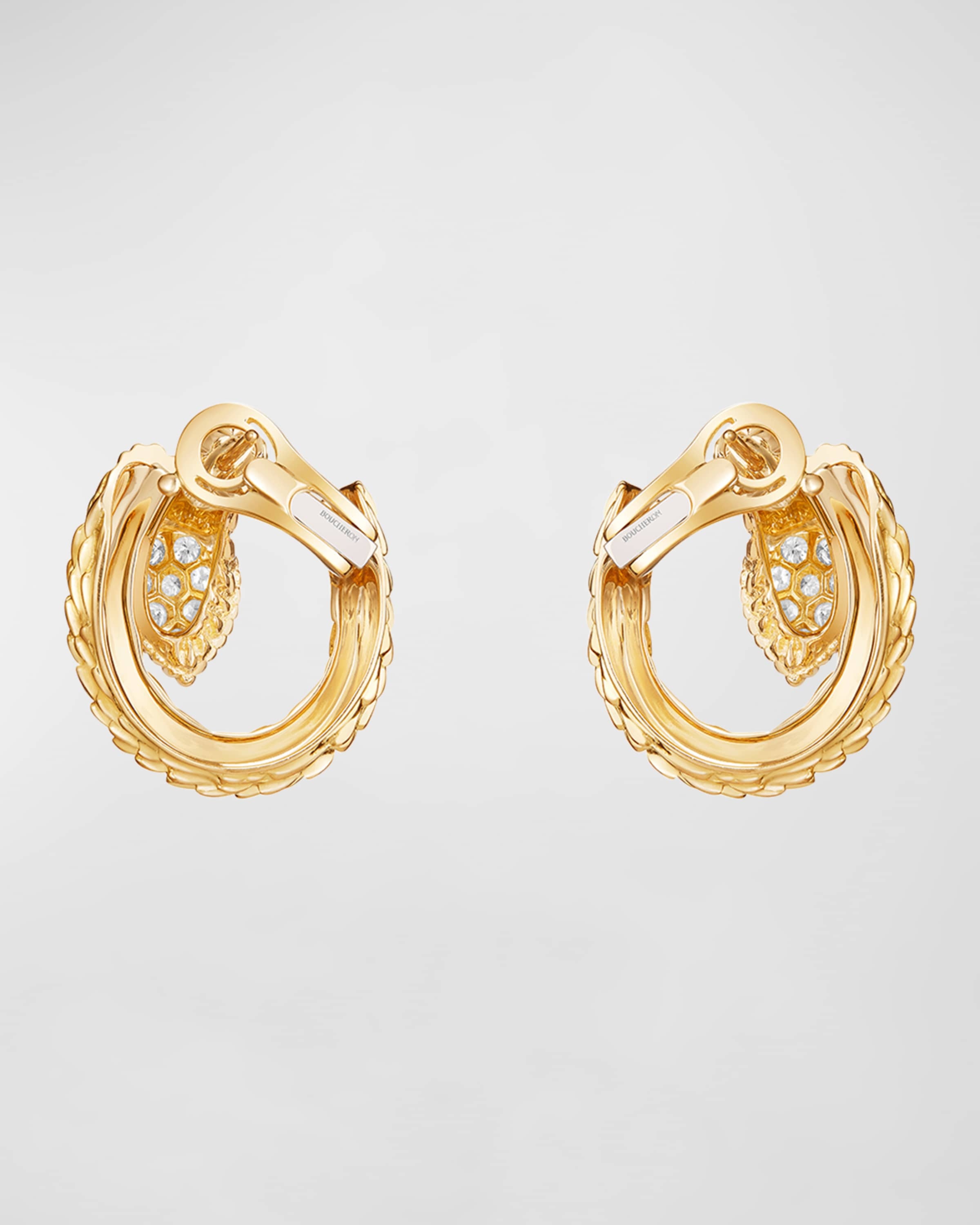 Yellow Gold Serpent Hoop Earrings - 2