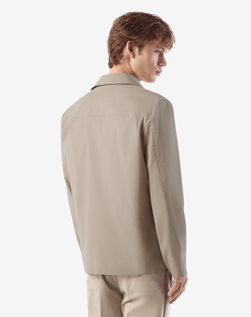 Beige technical silk and cotton overshirt 3