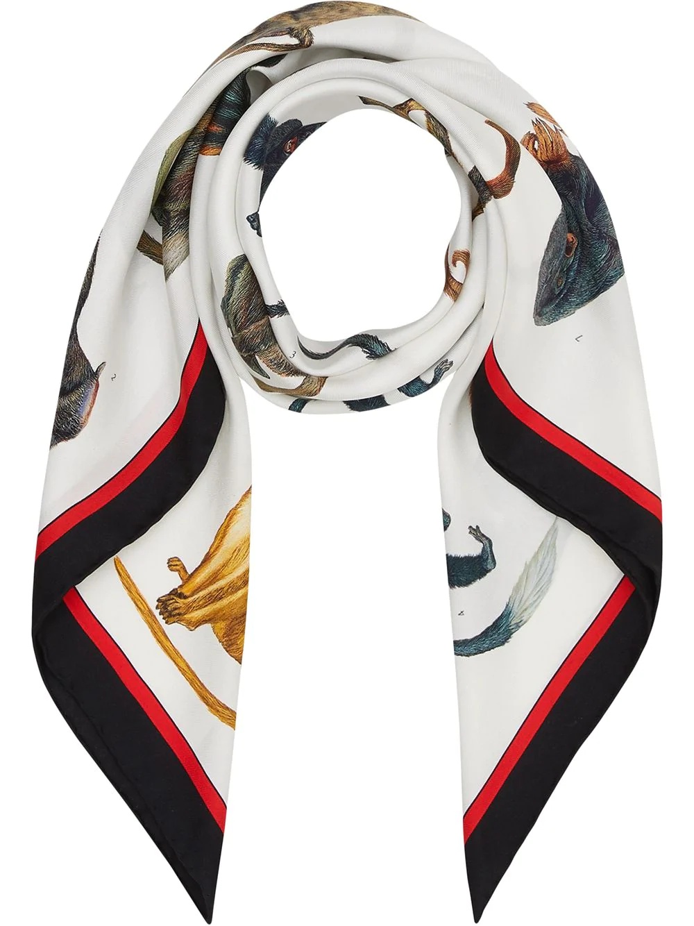 monkey print silk square scarf - 1