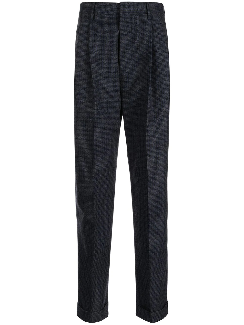 checked pleat-detail trousers - 1