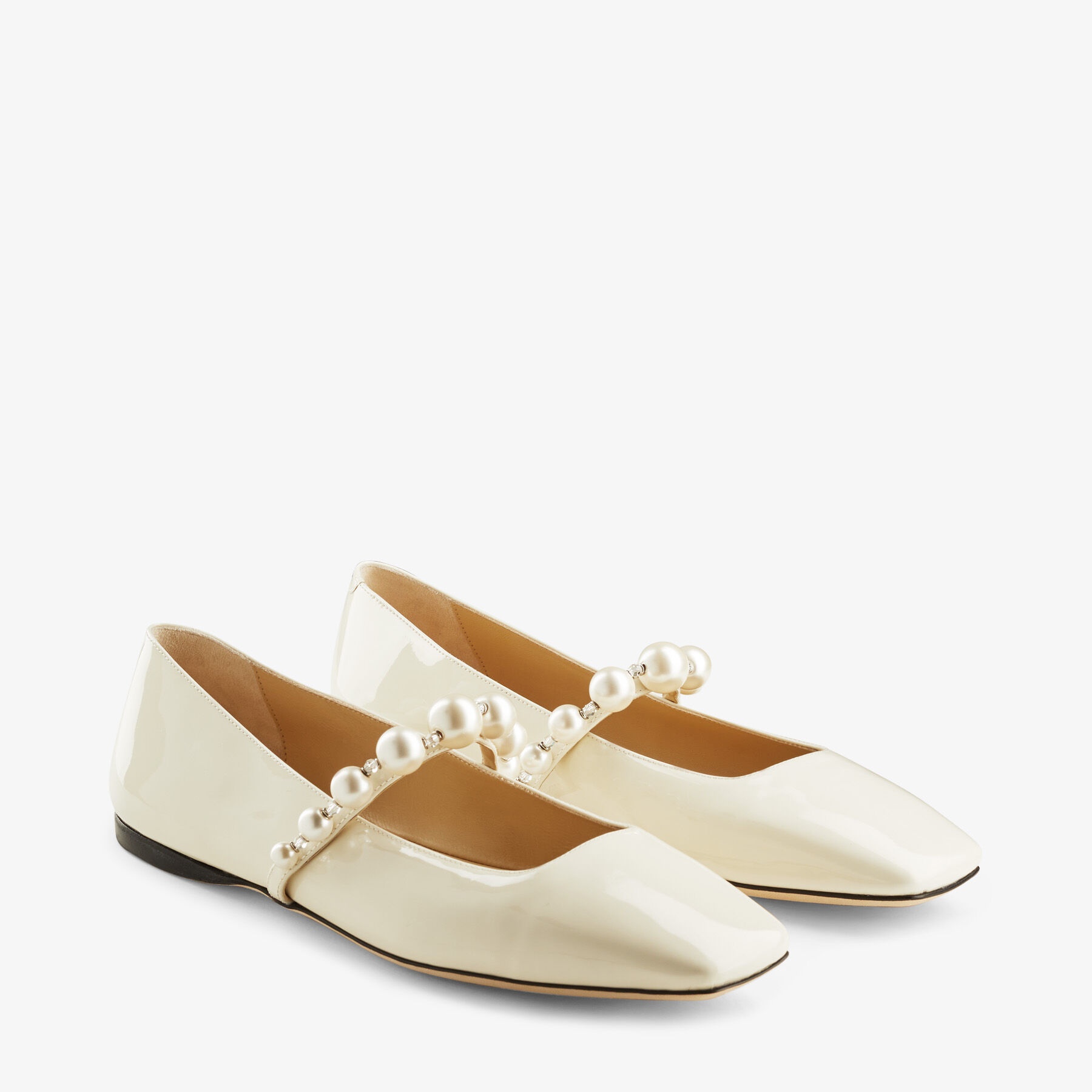 Ade Flat
Latte Patent Leather Flats with Pearl Embellishment - 2