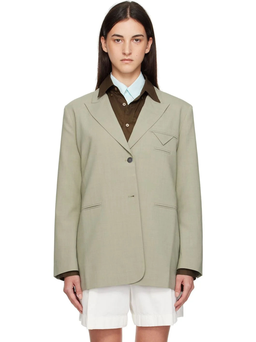 Green Tailored Blazer - 1