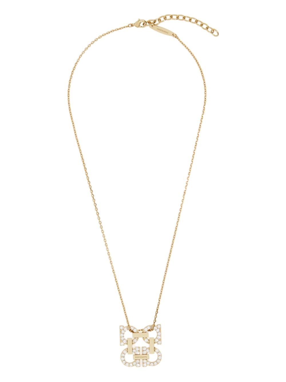 crystal embellished Gancini pendant necklace - 1