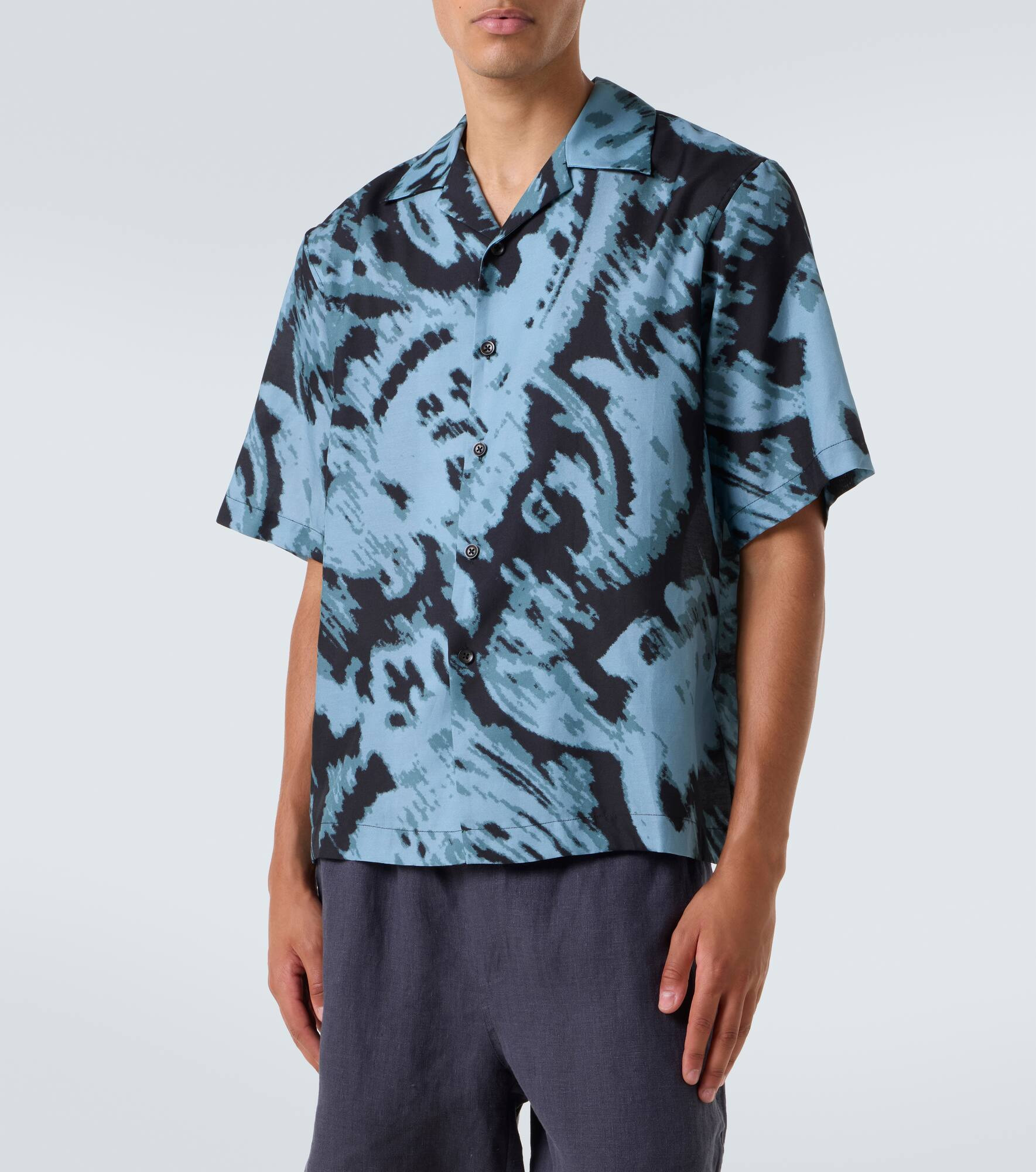 Printed cotton and silk twill shirt - 3