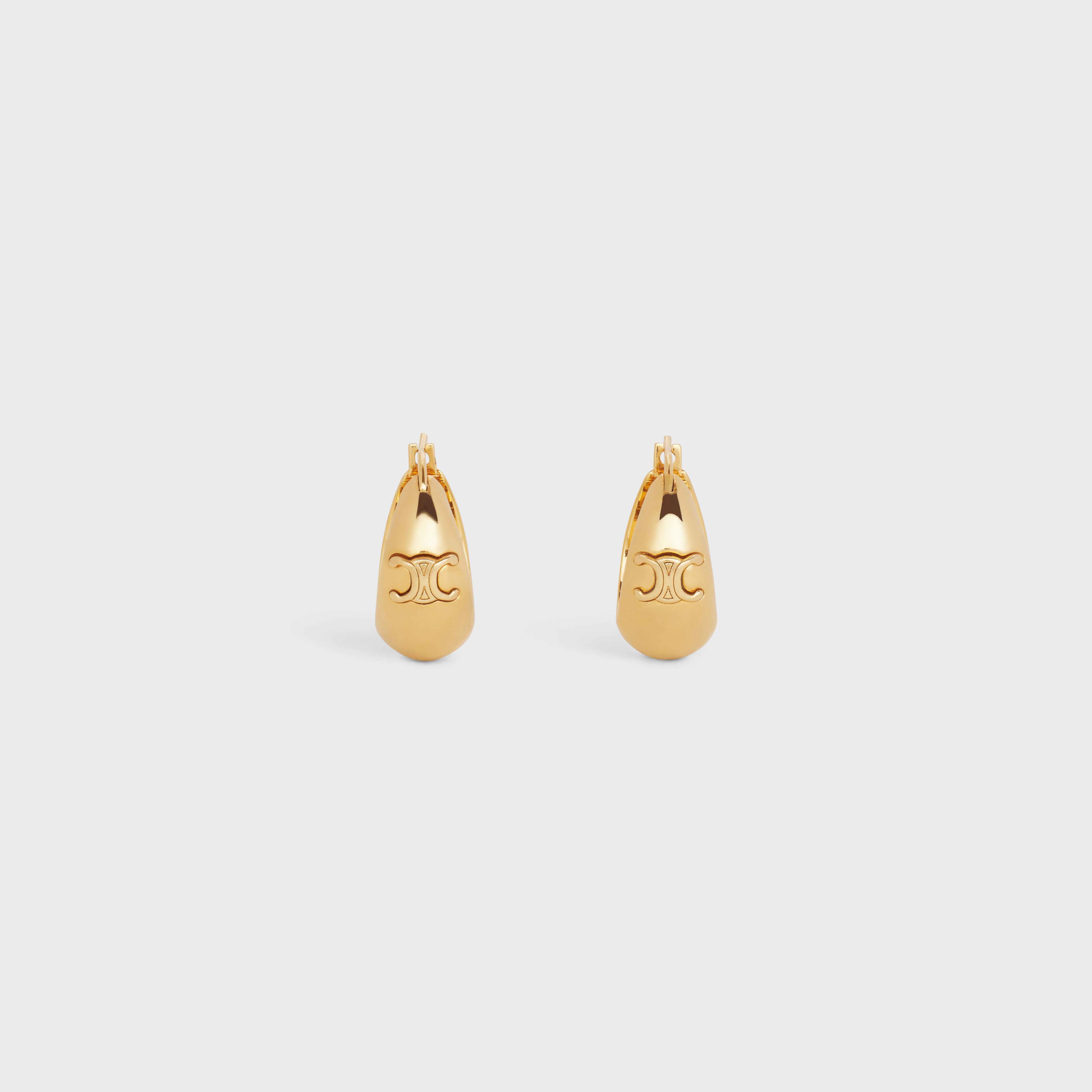 【国内発送】Triomphe Sparkle Hoops CELINE TRIOMPHE LARGE HOOPS IN BRASS WITH GOLD FINISH GOLD