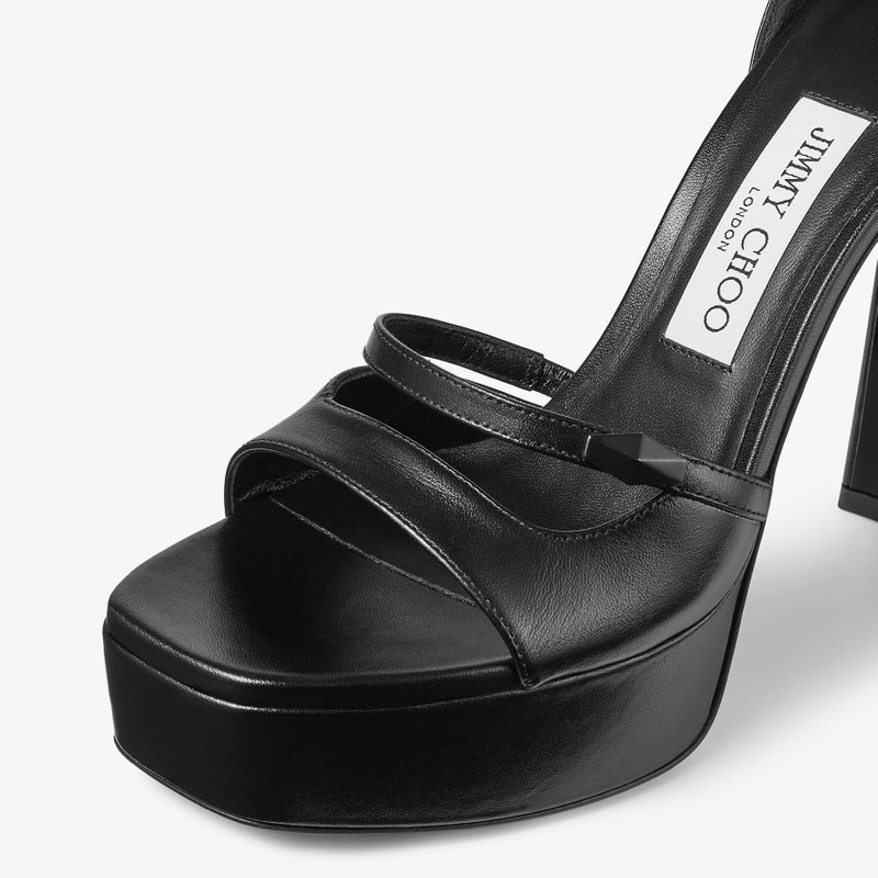 Claressa/Platform 125 Black Leather Platform Sandals 4
