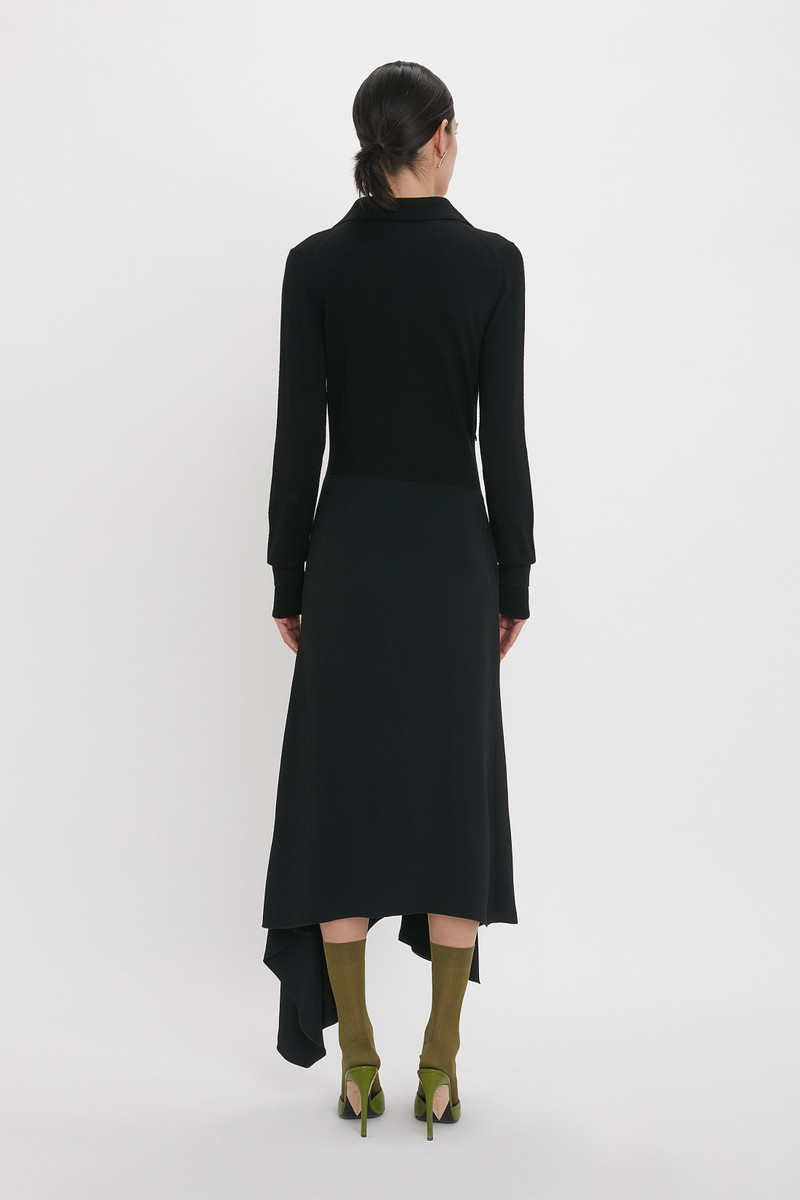 Henley Shirt Dress In Black 4