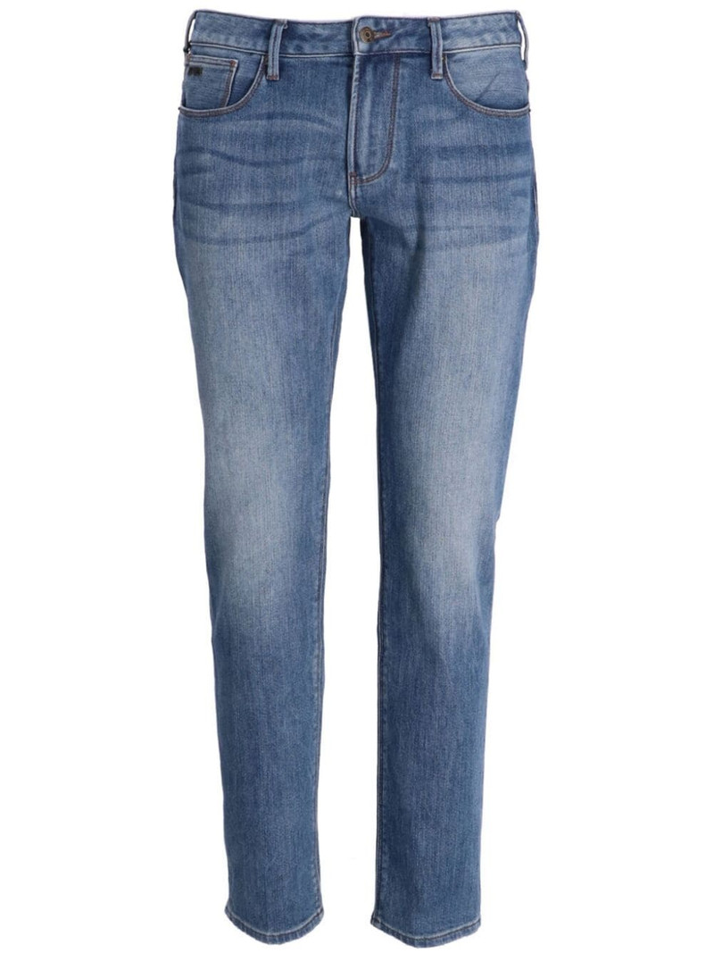 washed straight-leg jeans 1