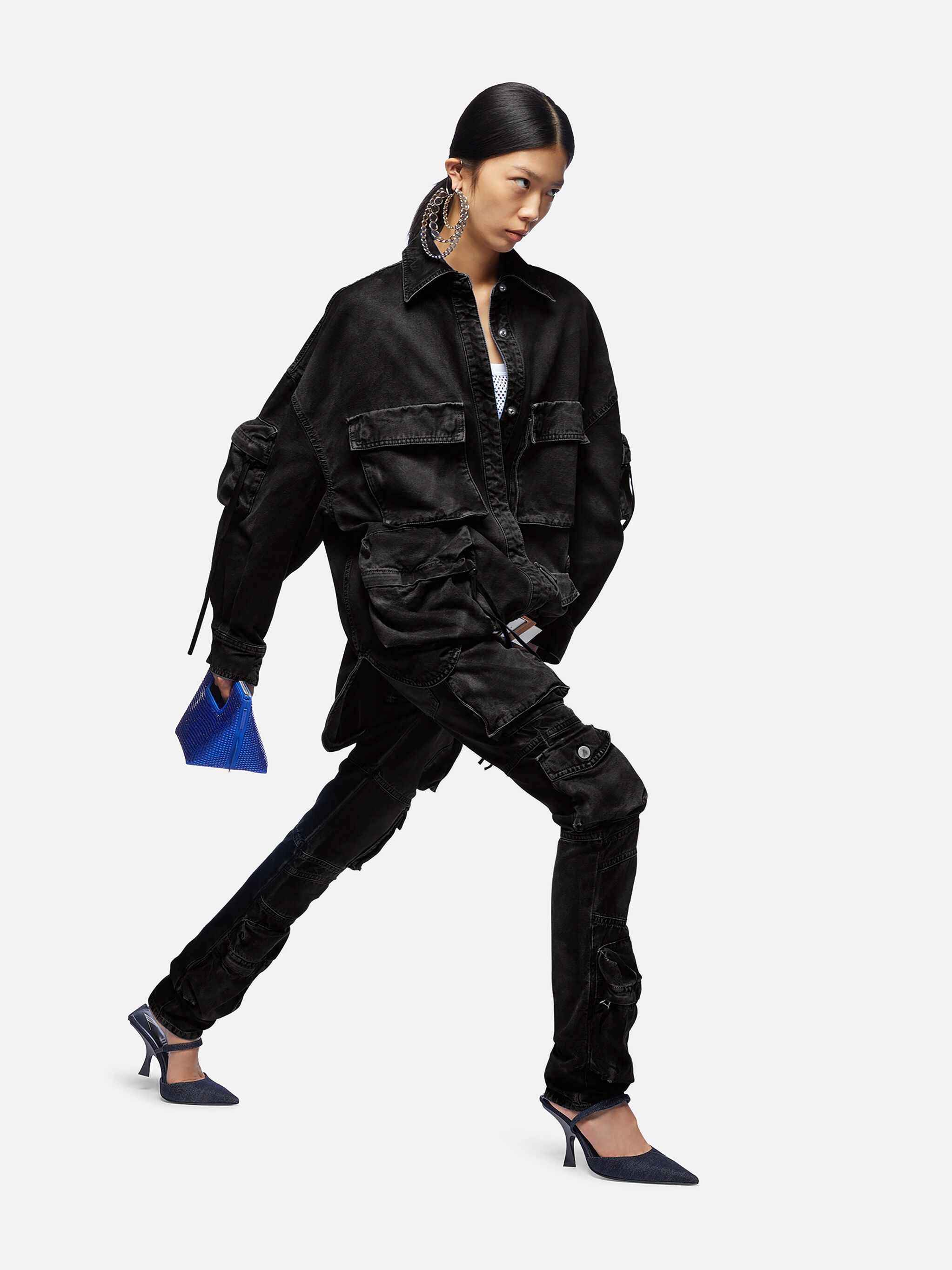 THE ATTICO ''FERN'' BLACK SHORT COAT | REVERSIBLE