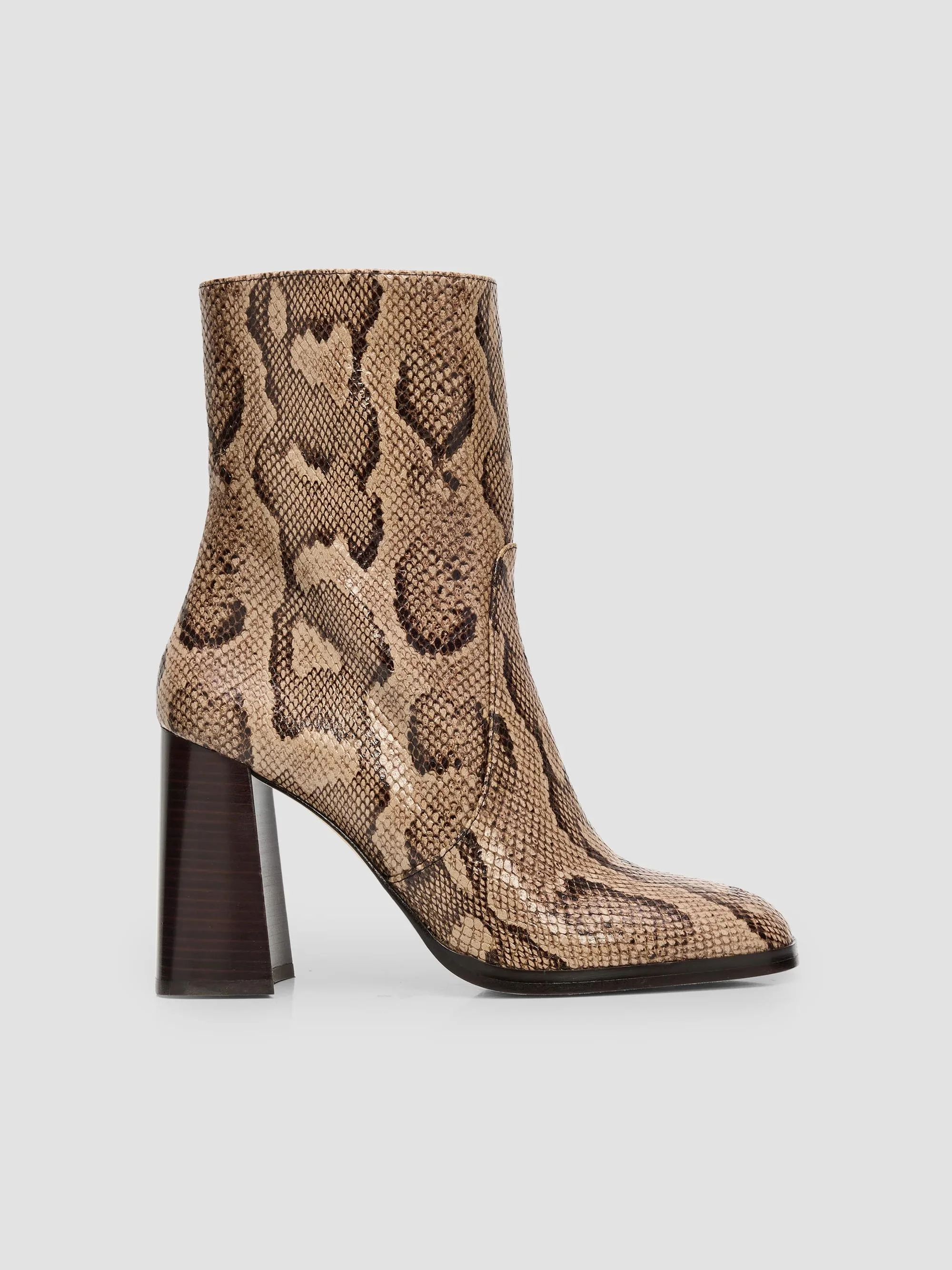 Women's Vera Zip Snake-Embossed Leather Booties - Red - 1