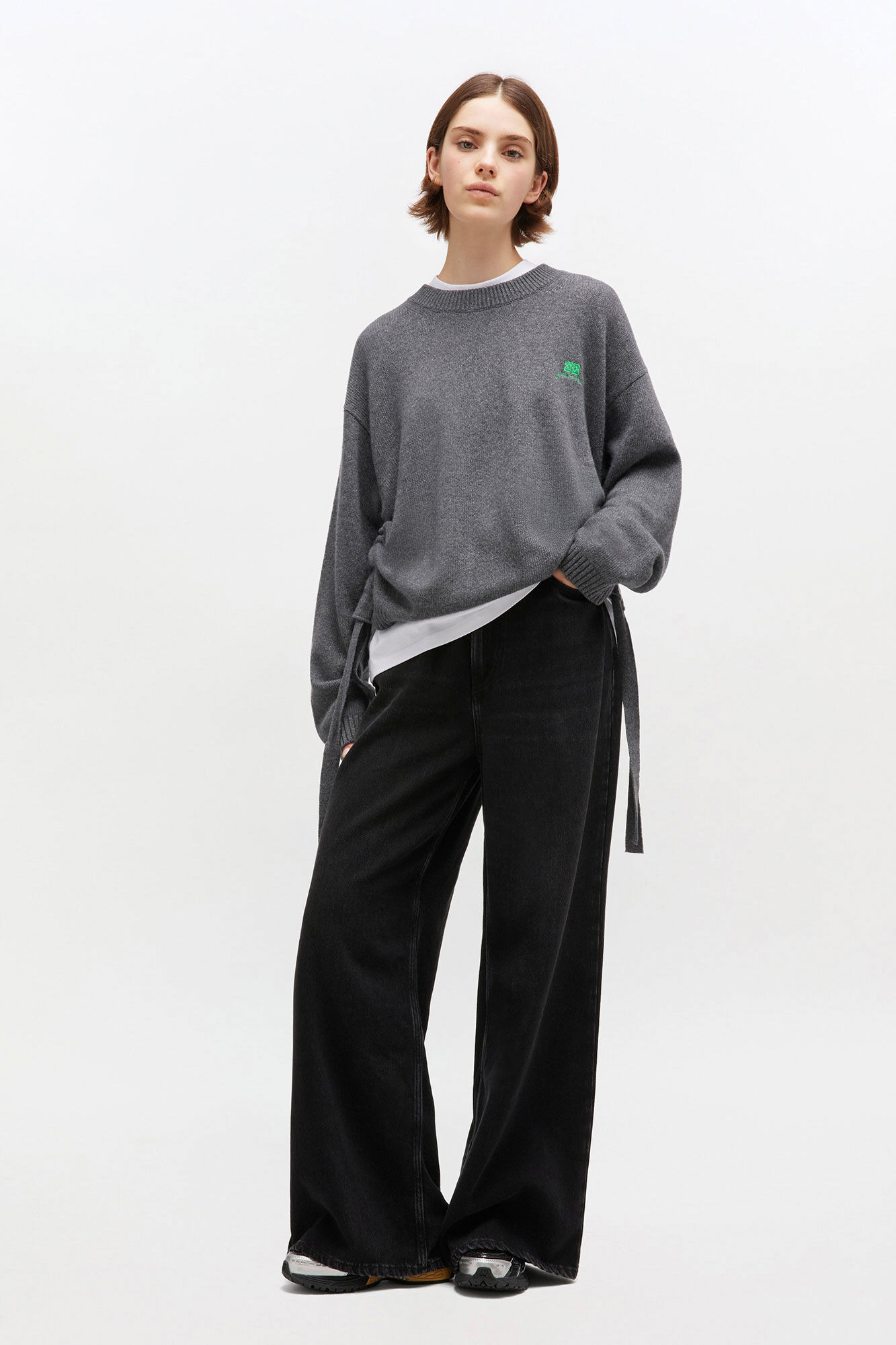 GREY WOOL MIX SWEATER - 2