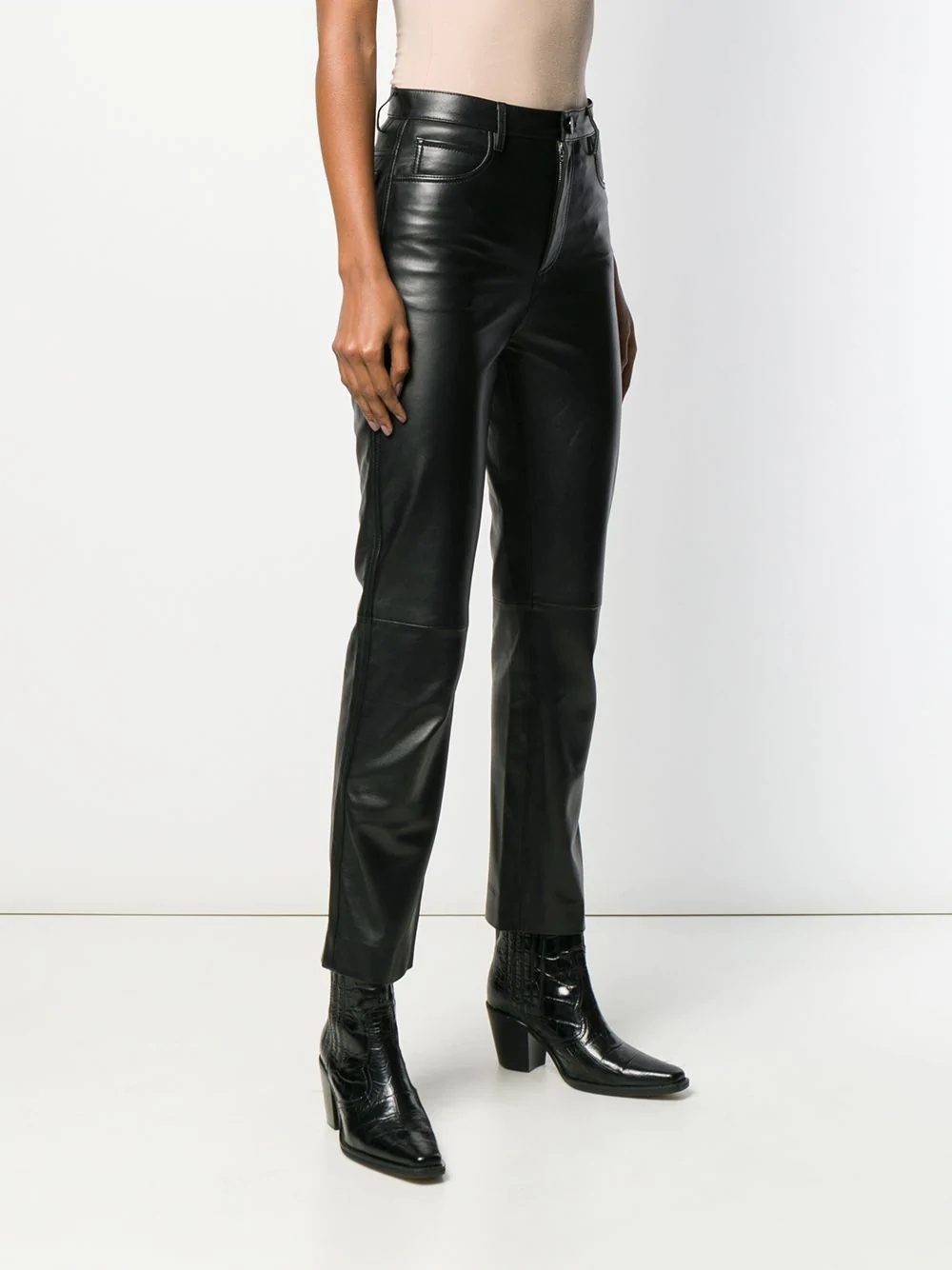 slim-fit leather trousers - 3