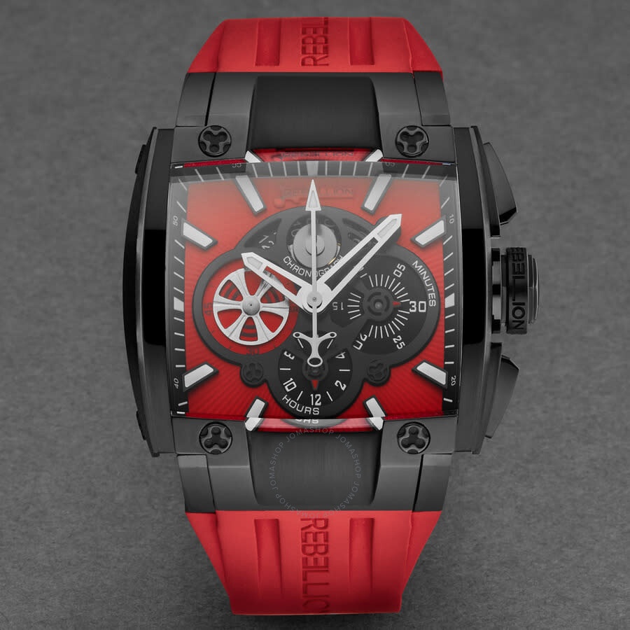 Rebellion - Rebellion Re1 Chronograph Automatic Red Dial Men's Watch RB.RE1.CH.SB.RD - 4