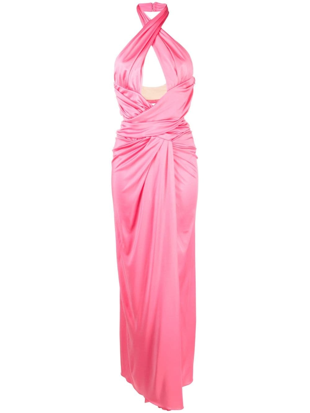 draped halterneck maxi dress - 1