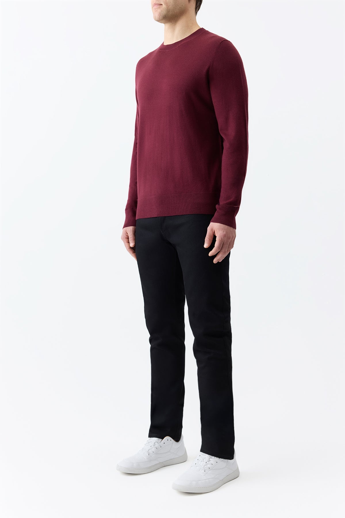 Palco Knit Crewneck in Bordeaux Merino Wool - 4