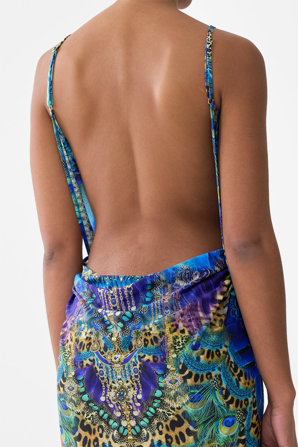 WRAP FRONT BACKLESS BEACH MIDI DRESS WITH TRIMS - 6