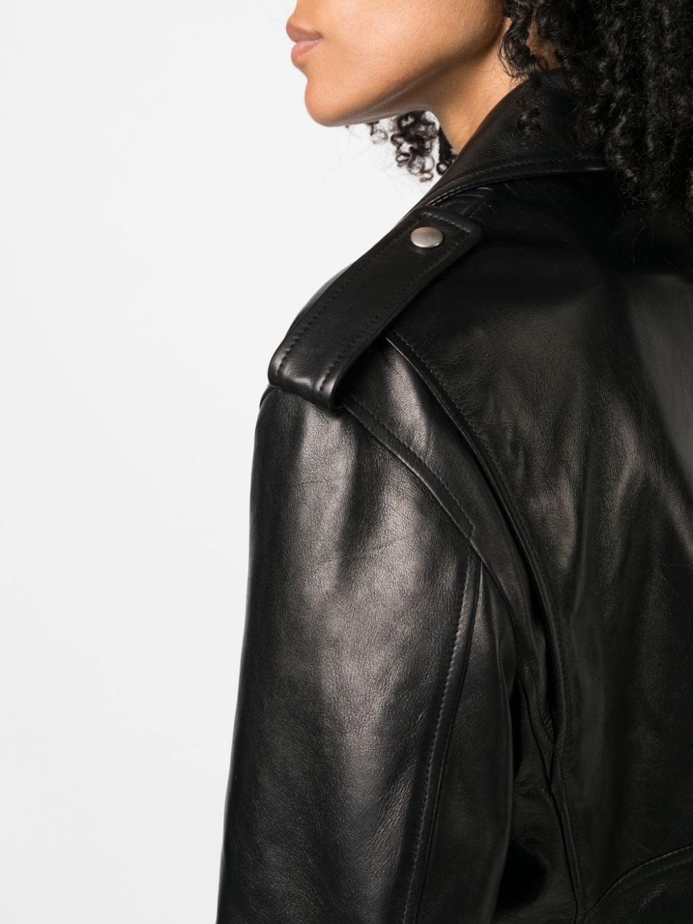zip-up leather jacket - 5