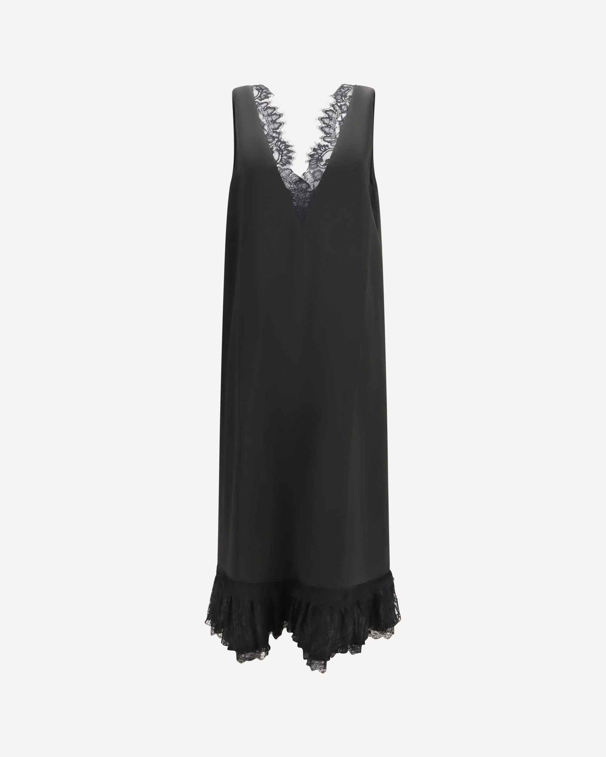 Lace-trimmed satin long Dress - 1