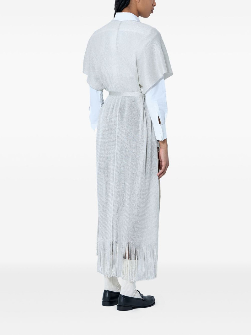 Max Mara fringe-hem tie-belt cardigan outlook