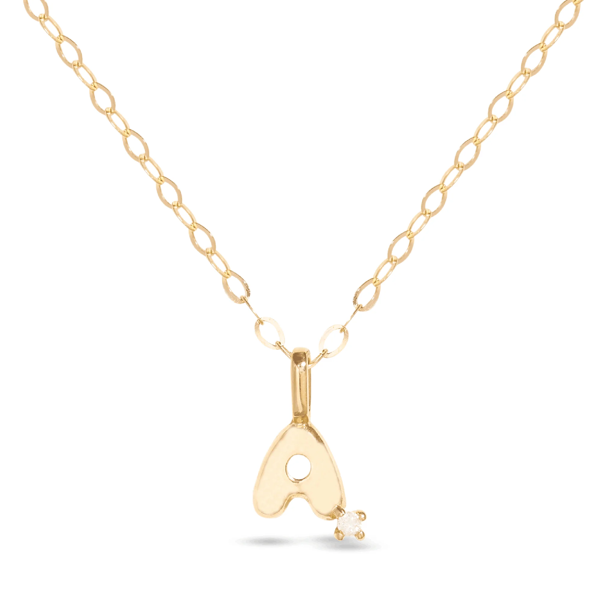 Tiny Bubble Tea Initial With Diamond Necklace - 1