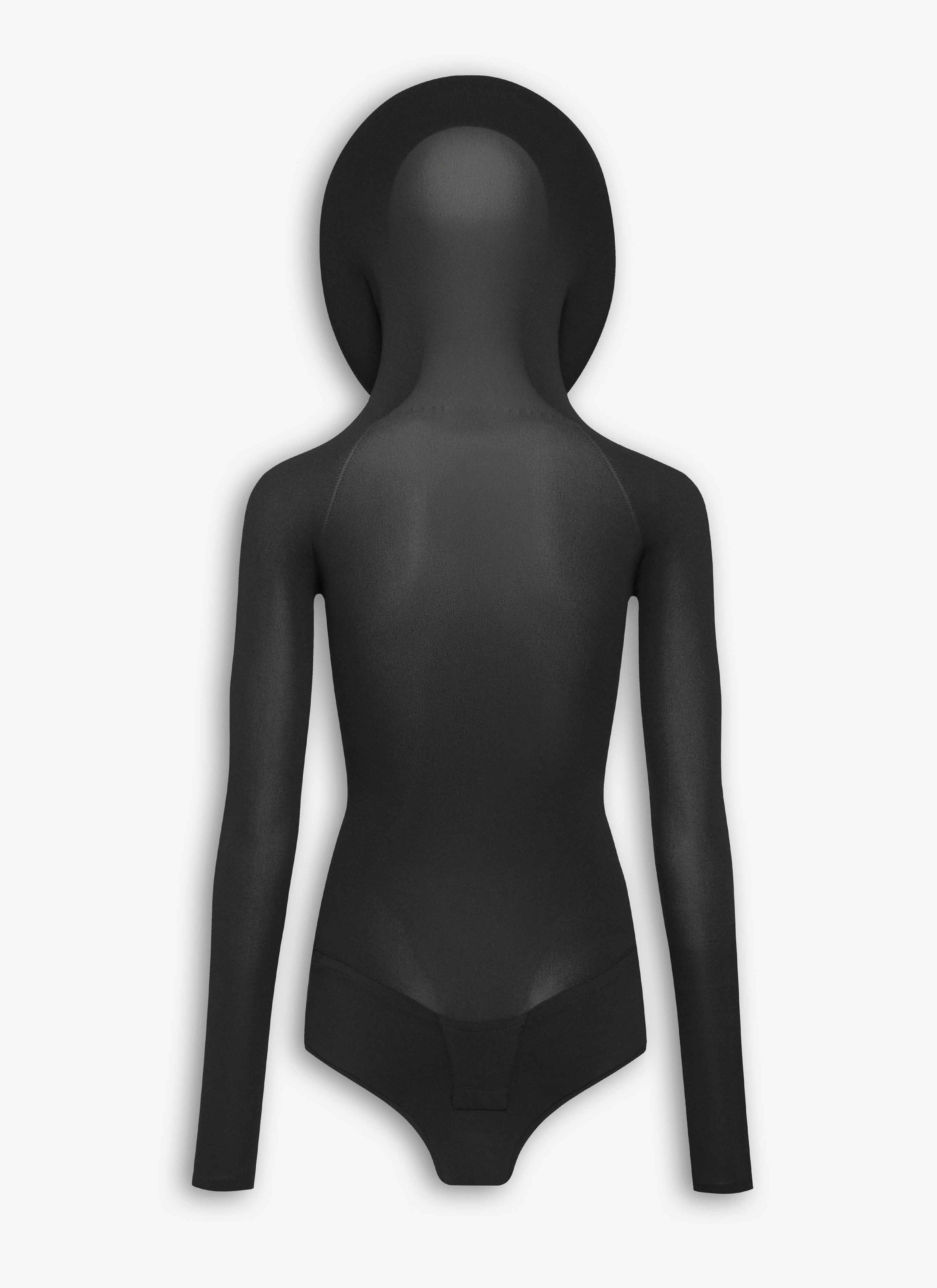 SCULPTURAL HOOD BODYSUIT IN SECOND-SKIN KNIT - 4