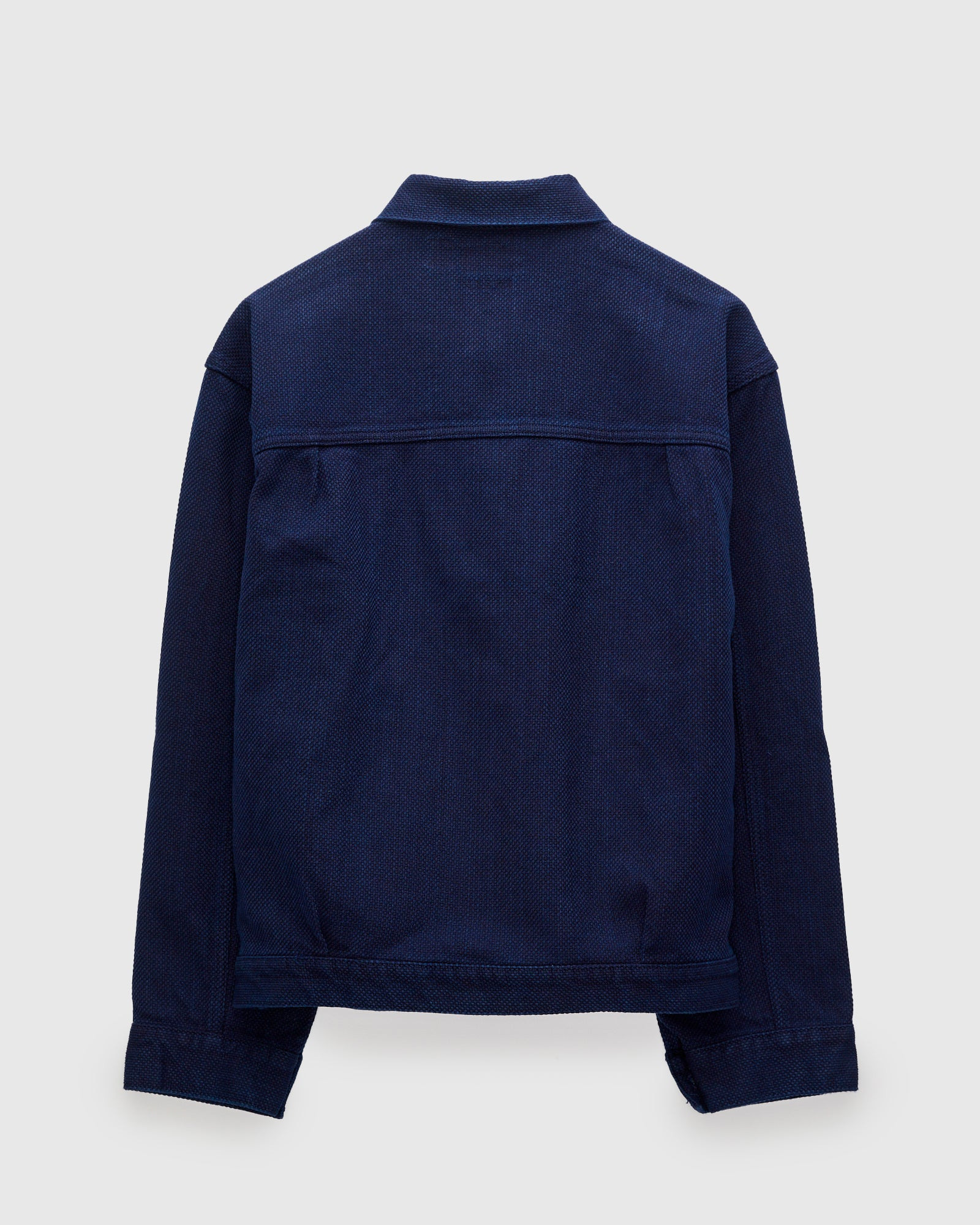Double Cloth Sashiko Trucker Jacket in Pure Indigo - 2