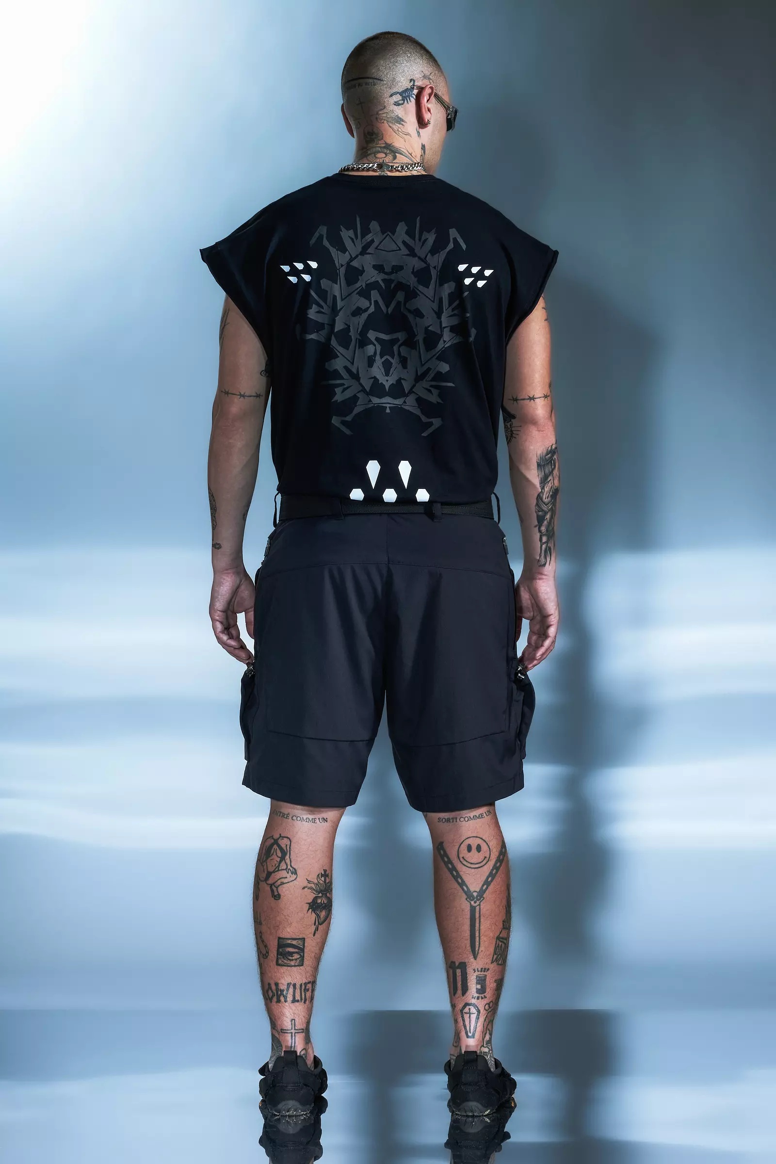 SP38-M Nylon Stretch Cargo Short Pant BLACK - 8