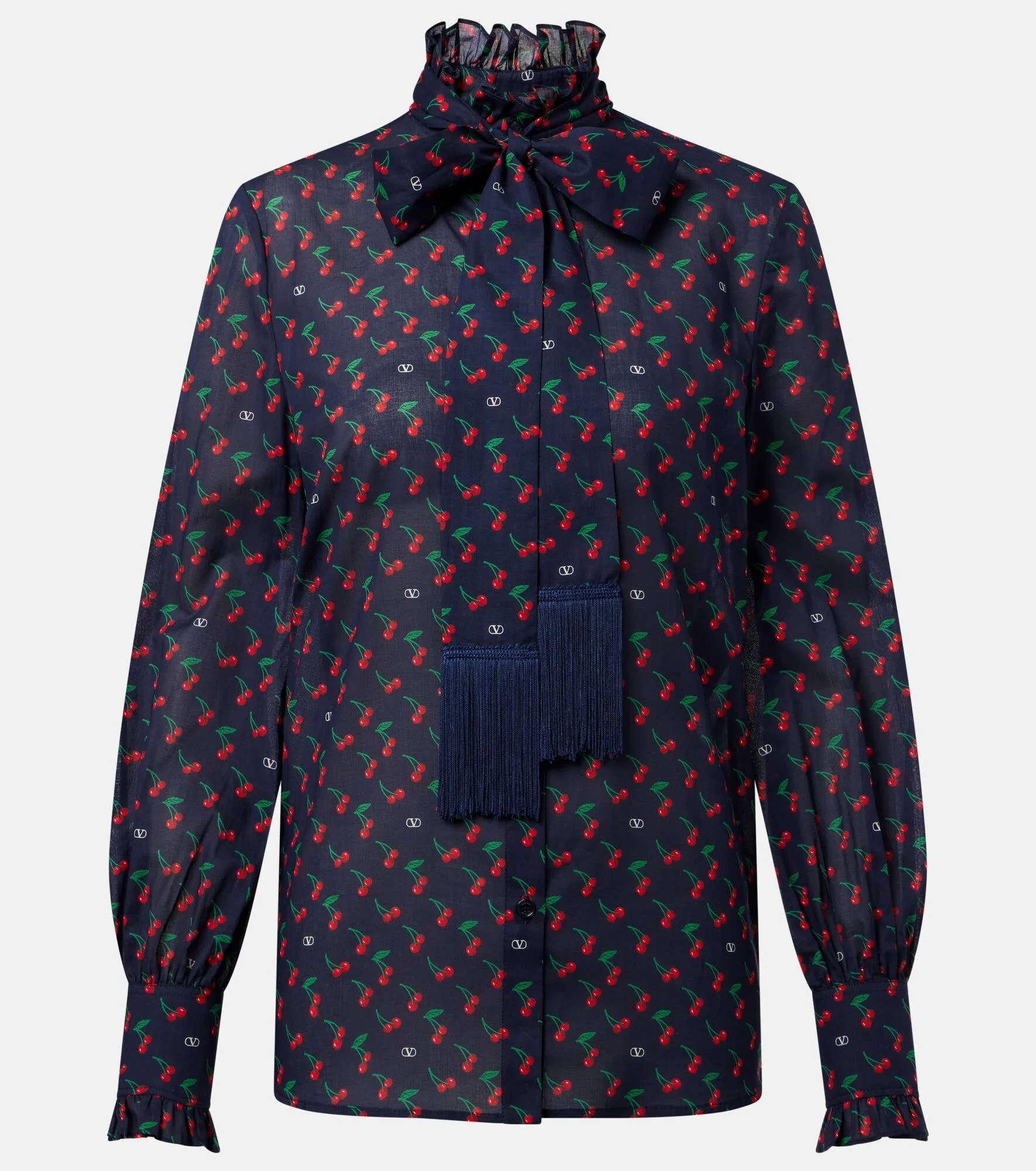 Cherryfic bow-detail cotton muslin shirt - 1