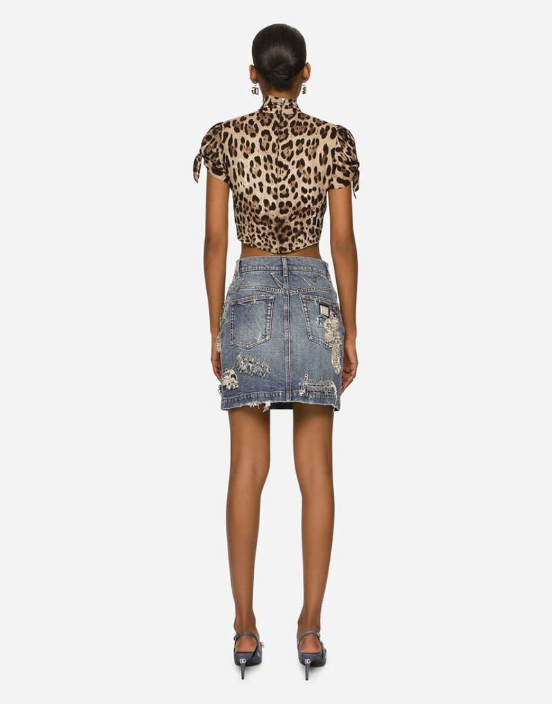 Patchwork denim miniskirt 5
