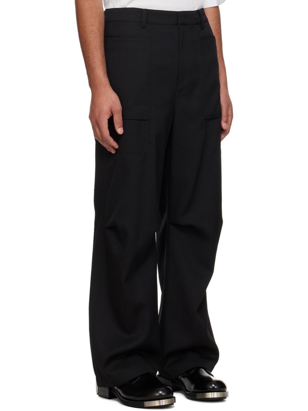 Black Zip Panel Trousers - 2