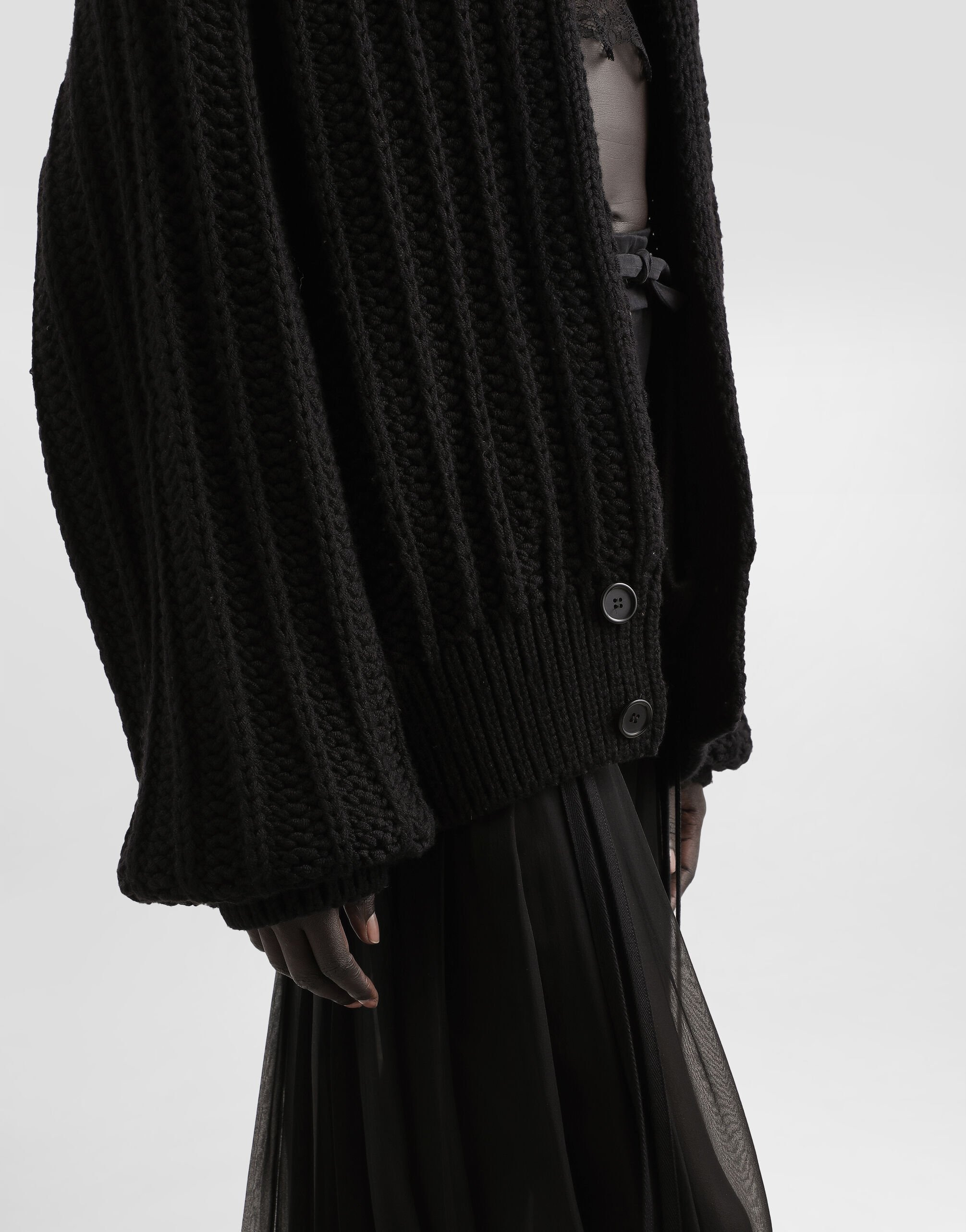 Twill midi skirt with chiffon - 4