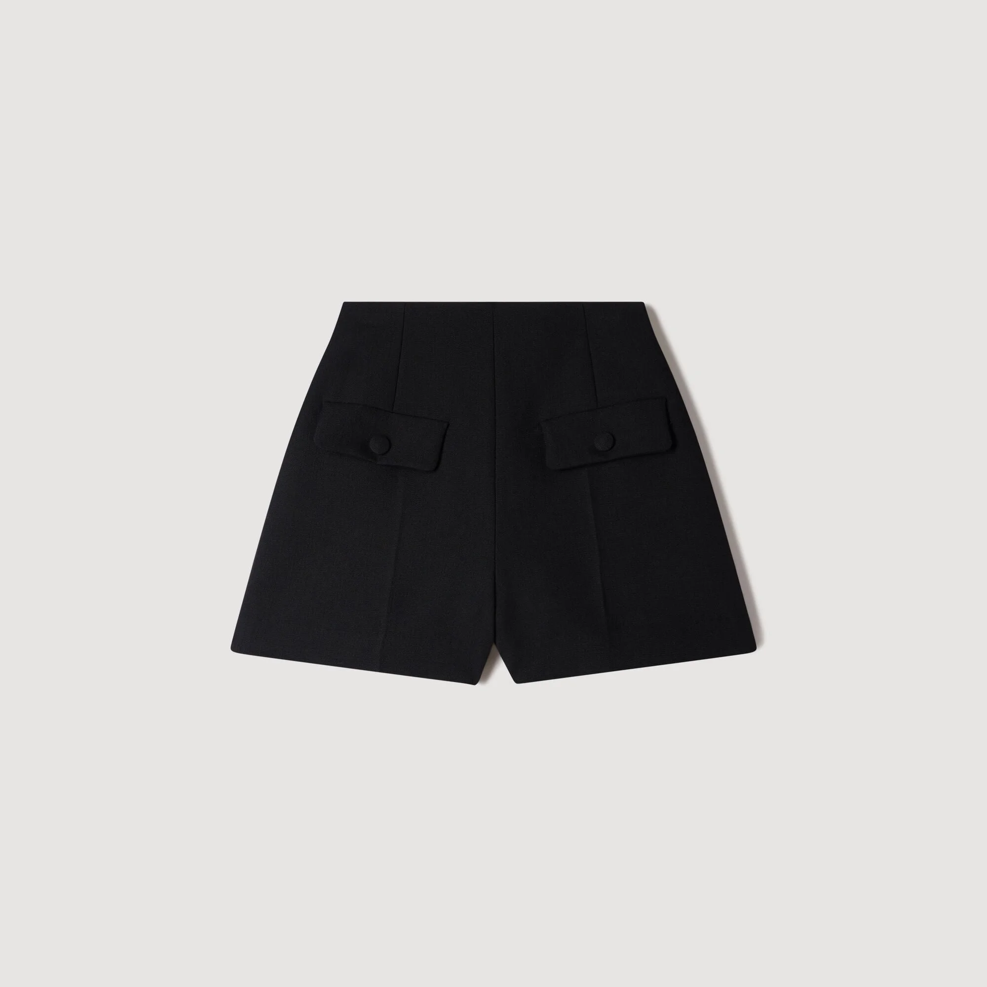 HIGH-WAISTED WOOL SHORTS - 1