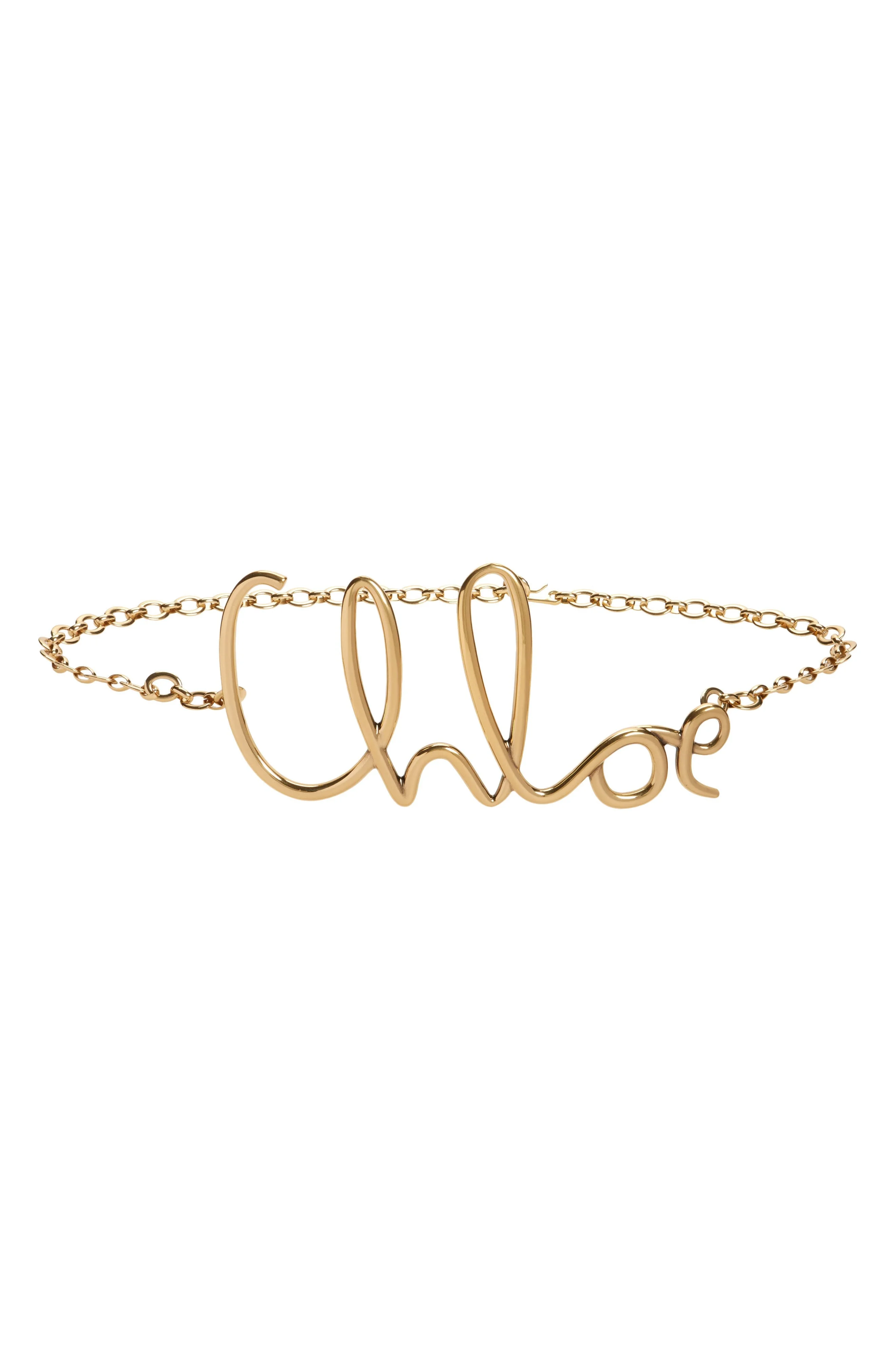 Chloé Script Logo Chain Belt in Vintage Gold at Nordstrom - 1
