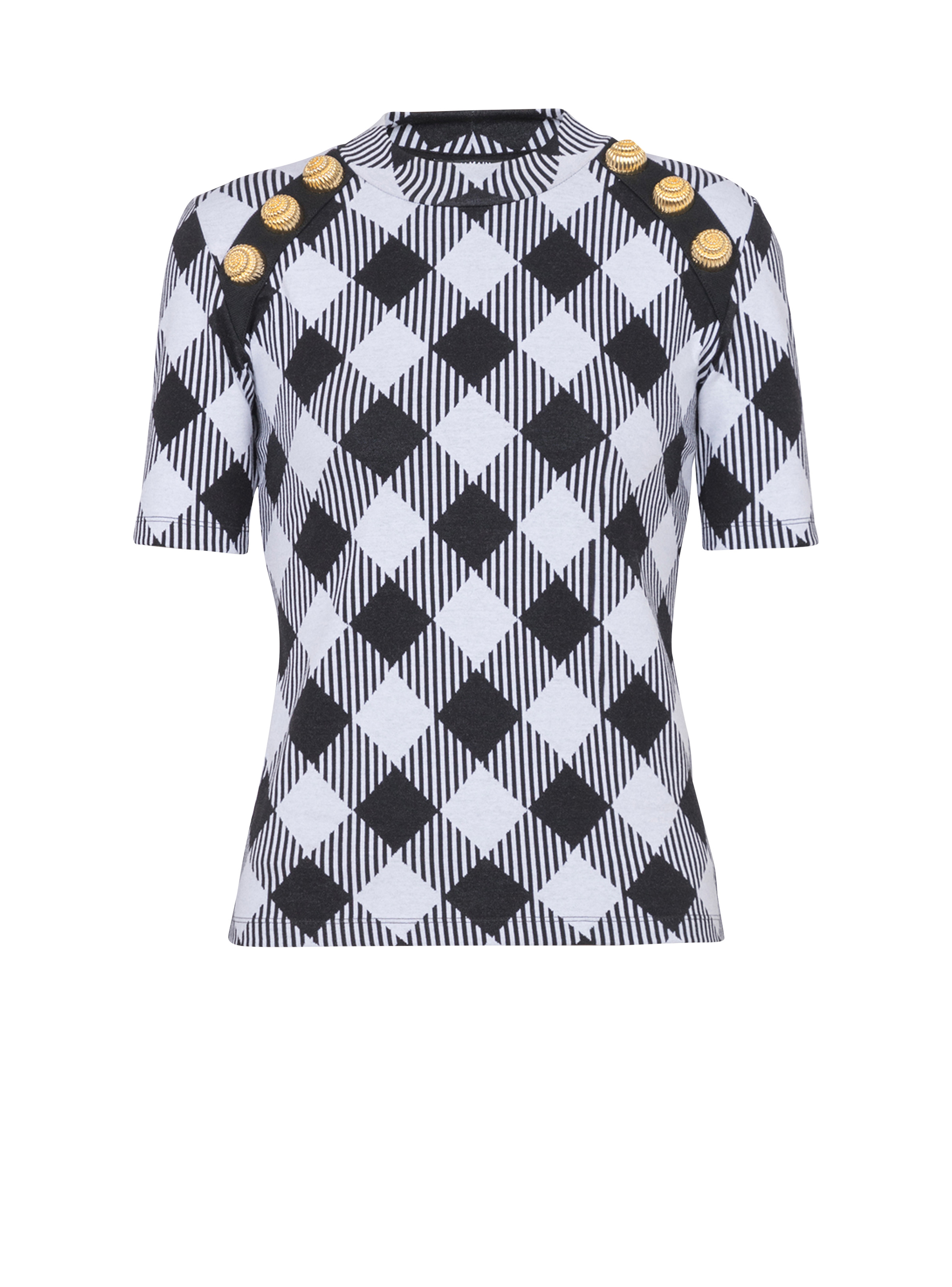 Gingham button T-shirt - 1