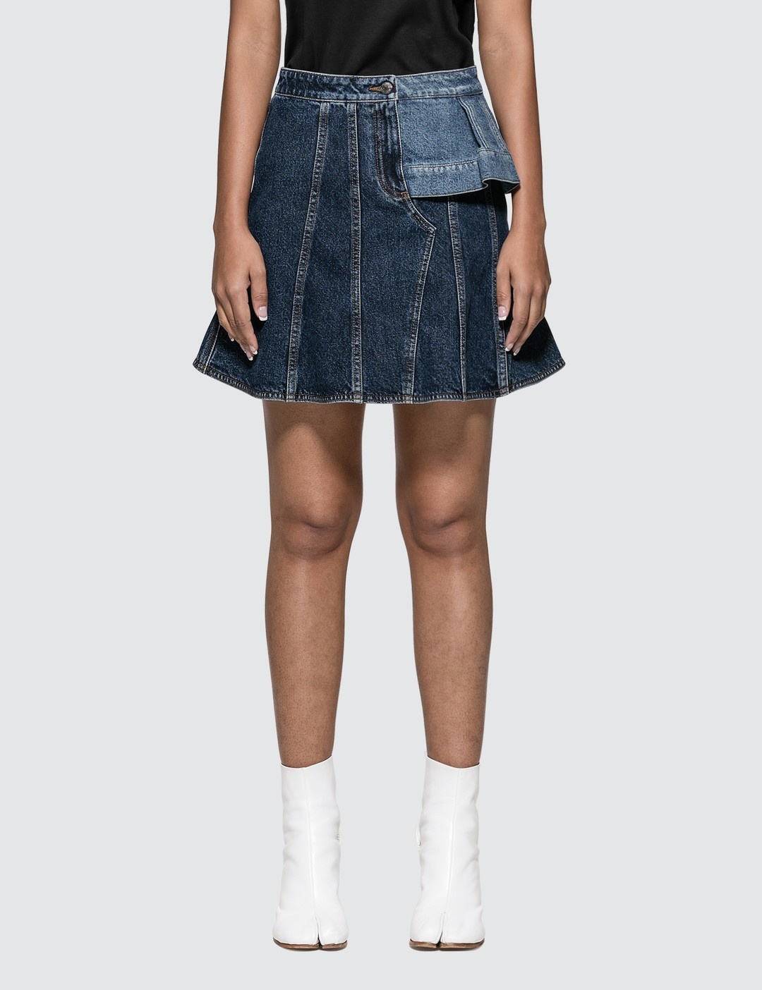 PIECED DENIM MINI SKIRT - 1