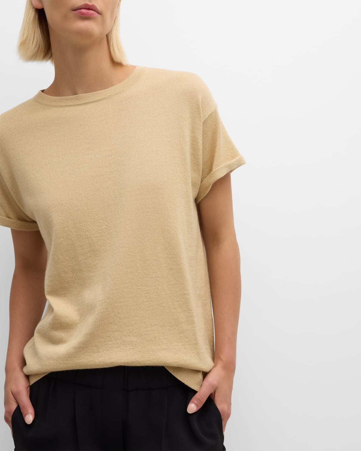 Cotton Ribbed Knit Top with Monili Detail - 6