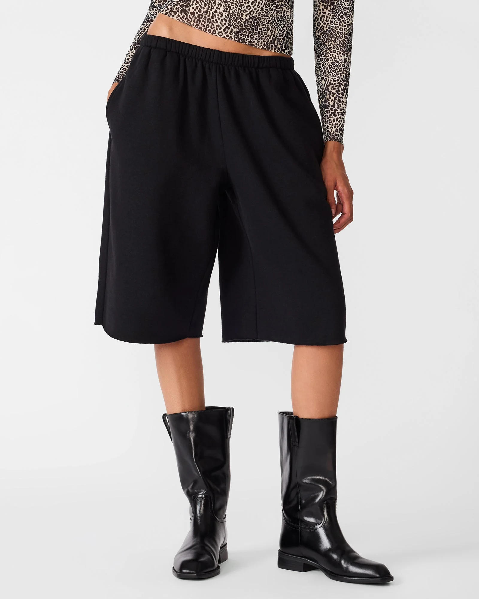 FLEECE SWEAT SHORT BLACK - 1