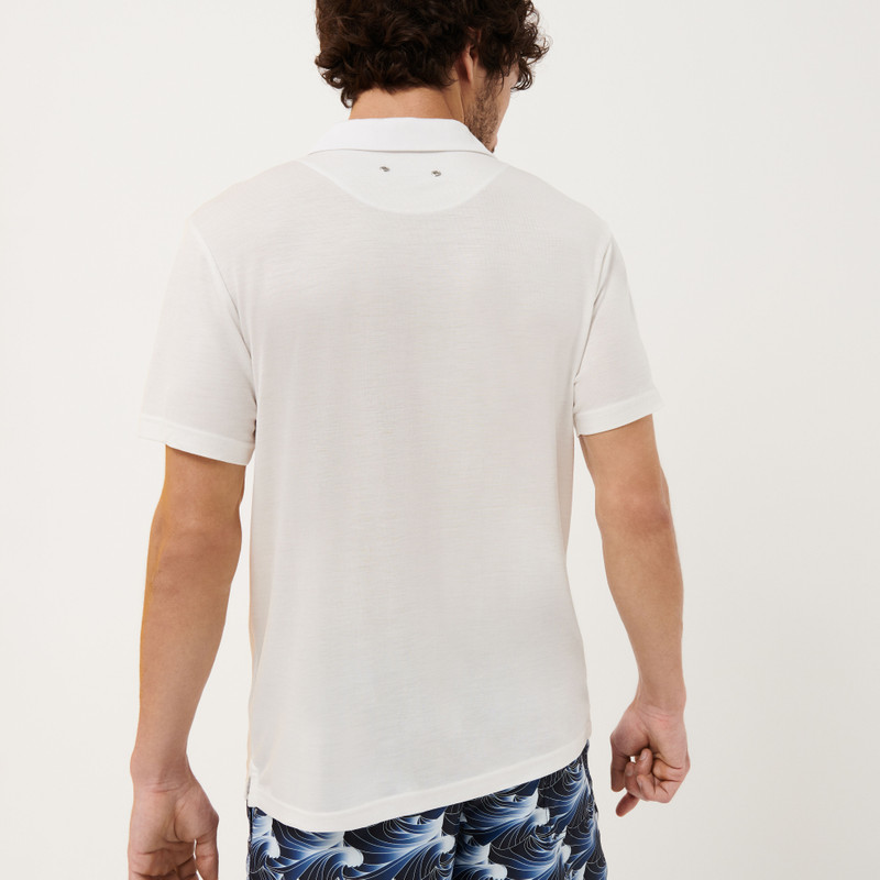 Men Tencel Polo Shirt Solid 4