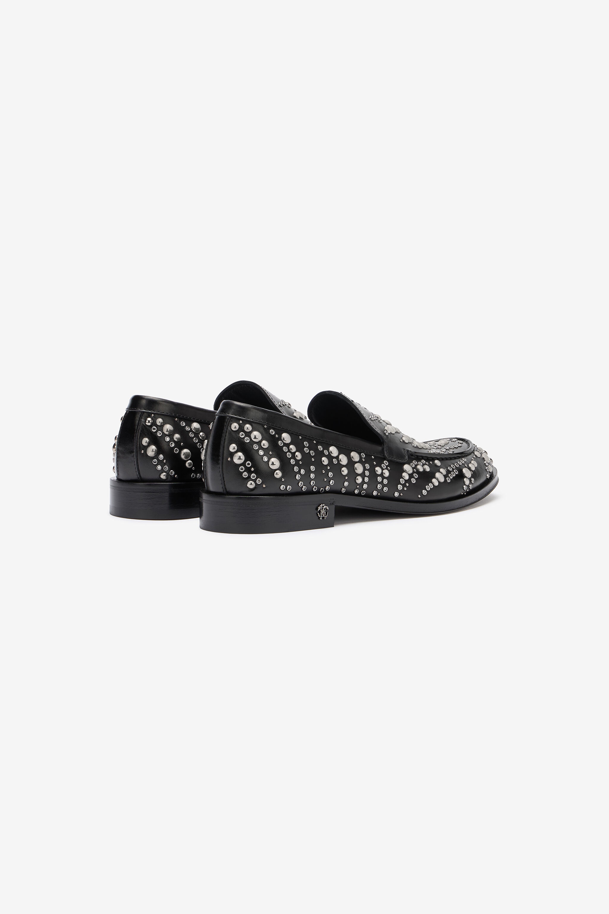 Leather Loafers With Studs And Rhinestones - 3