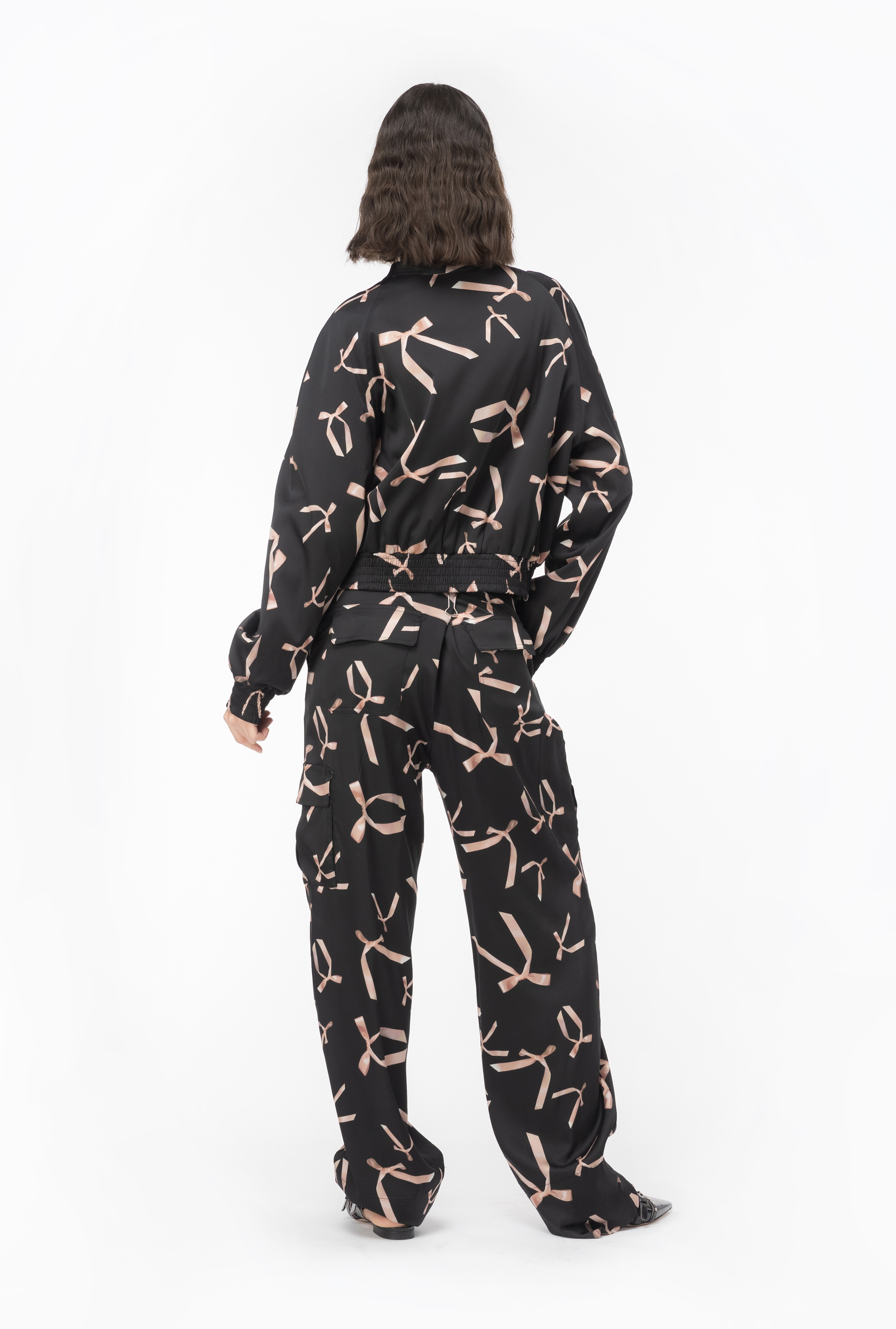 PINKO REIMAGINE BOW-PRINT SATIN BOMBER JACKET BY PATRICK MCDOWELL - 4