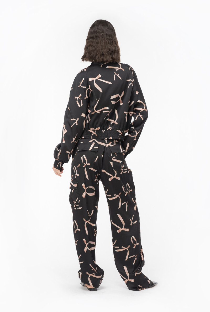 PINKO REIMAGINE BOW-PRINT SATIN BOMBER JACKET BY PATRICK MCDOWELL 4