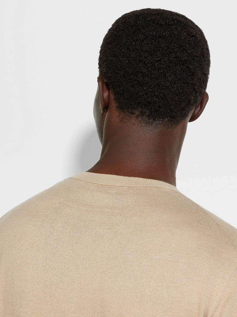 ZEGNA LIGHT TAUPE PREMIUM COTTON T-SHIRT outlook