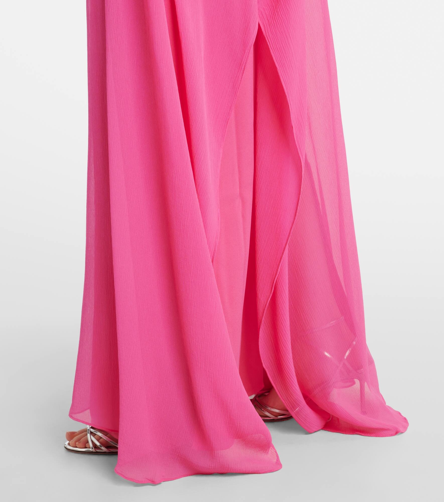 Penelope feather-trimmed silk kaftan - 6
