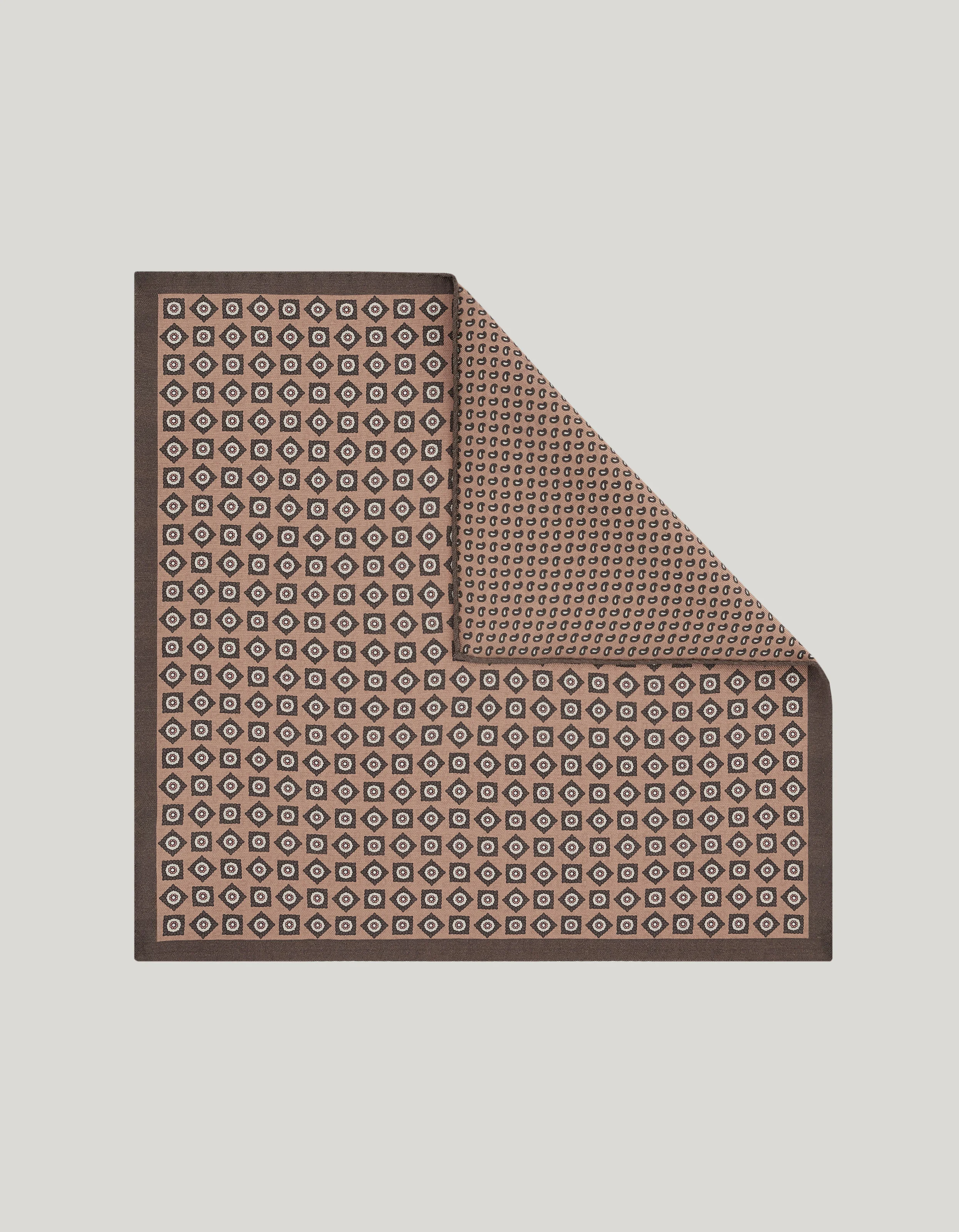 PINK SILK DOUBLE PRINT POCKET SQUARE - 1